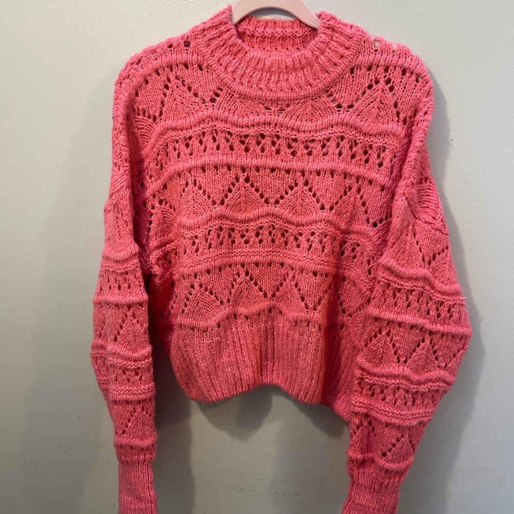 Dizzy Lizzy Pink Knit Women's Sweater Medium 100% Cotton